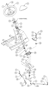 Steering Diagram and Parts List for 2518-44 13A208L100-13B288L100 Cub Cadet Lawn Tractor